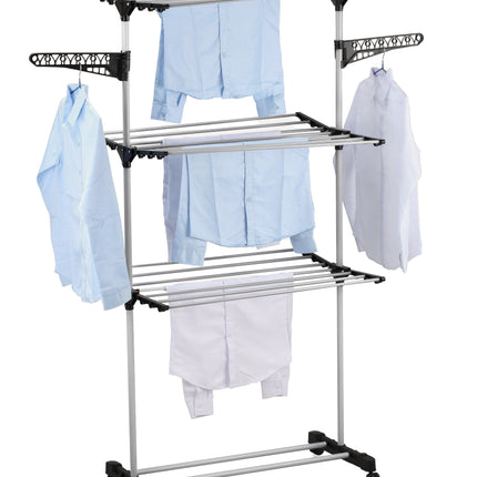 CARLA HOME Folding 3 Tier Clothes Laundry Drying Rack with Stainless Steel Tubes for Indoor & Outdoor Home-1978962238161162240