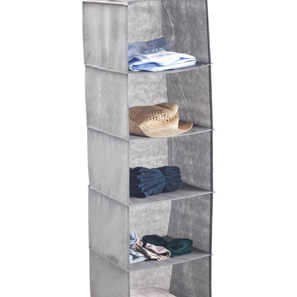 CARLA HOME  5 Tier Shelf Hanging Closet Organizer and Storage for Clothes (Grey)-1978962238370877440