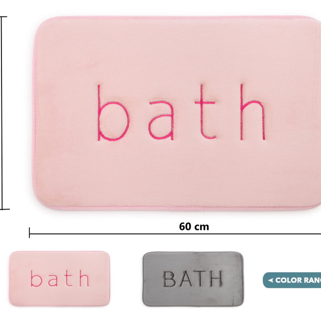 CARLA HOME Extra Thick Memory Foam & Super Comfort Bath Rug Mat for Bathroom (60 x 40 cm, Pink)-1978962238769336321
