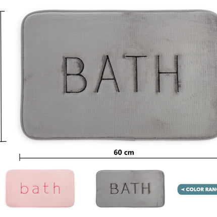 CARLA HOME Extra Thick Memory Foam & Super Comfort Bath Rug Mat for Bathroom (60 x 40 cm, Grey)-1978962238966468609