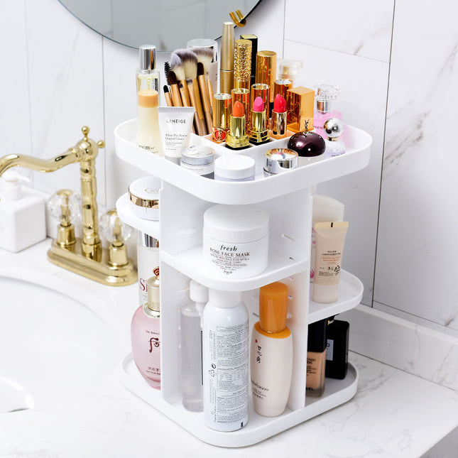 CARLA HOME 360 Rotating Large Capacity Makeup Organizer for Bedroom and Bathroom (White)-1978962239167795201