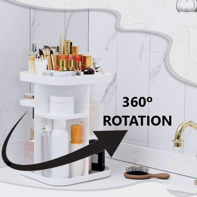 CARLA HOME 360 Rotating Large Capacity Makeup Organizer for Bedroom and Bathroom (White)-1978962239167795202