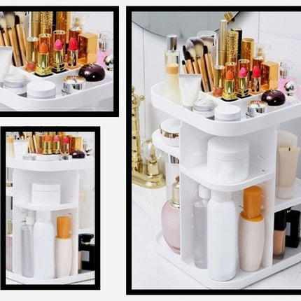 CARLA HOME 360 Rotating Large Capacity Makeup Organizer for Bedroom and Bathroom (White)-1978962239167795203