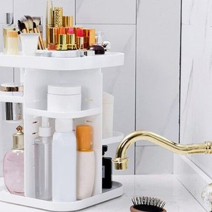 CARLA HOME 360 Rotating Large Capacity Makeup Organizer for Bedroom and Bathroom (White)-1978962239167795204