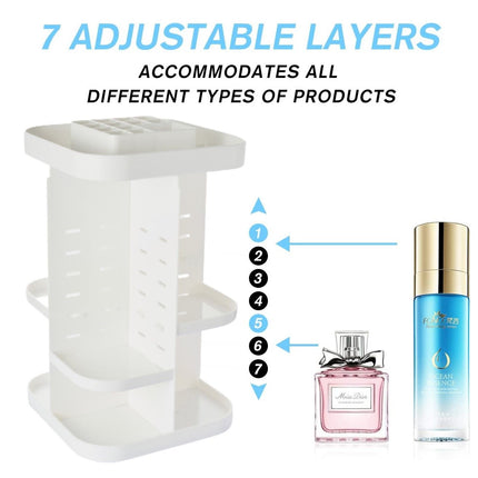 CARLA HOME 360 Rotating Large Capacity Makeup Organizer for Bedroom and Bathroom (White)-1978962239167795205