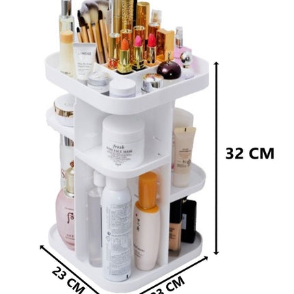 CARLA HOME 360 Rotating Large Capacity Makeup Organizer for Bedroom and Bathroom (White)-1978962239167795208