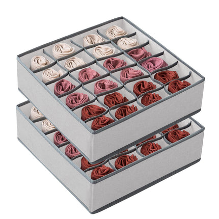 CARLA HOME Set of 2 Fabric Drawer Organizer Divider Storage Boxes for Storing Socks, Underwear, Ties, Scarves (Grey)-1978962239570448384