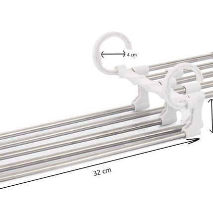 CARLA HOME  2 Pack Stainless Steel Adjustable 5 in 1 Pants Hangers Non-Slip Space Saving for Home Storage-1978962240623218697