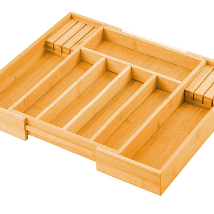 2 Pack Large Capacity Bamboo Expandable Drawer Organizer with Knife Block Holder for Home Kitchen Utensils-1978962241122340872