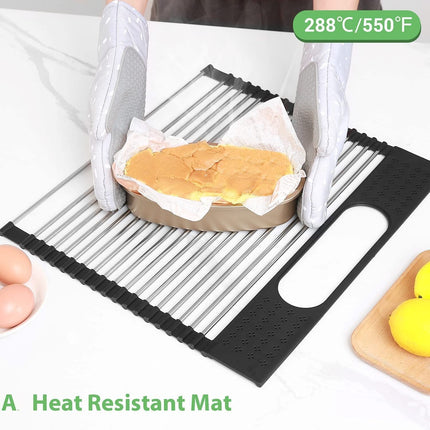 2 Pack Large Stainless Steel Roll Up Dish Drying Rack with Utensil Holder for Home Kitchen-1978962241332056067