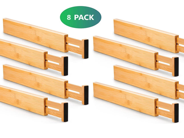 8 Pack Bamboo Adjustable Kitchen Drawer Dividers (Large, 44-55 cm)-1978962241608880129