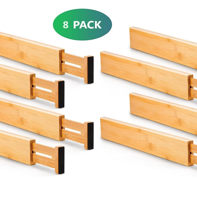 8 Pack Bamboo Adjustable Kitchen Drawer Dividers (Large, 44-55 cm)-1978962241608880129