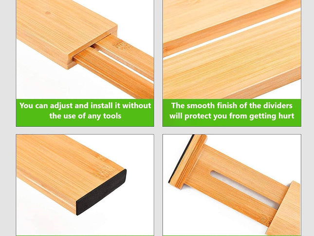 8 Pack Bamboo Adjustable Kitchen Drawer Dividers (Large, 44-55 cm)-1978962241608880130