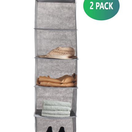 2 Pack 5-Tier Shelf Hanging Closet Organizer and Storage for Clothes (Grey)-1978962242040893449