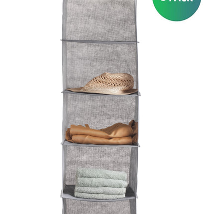3 Pack 5-Tier Shelf Hanging Closet Organizer and Storage for Clothes (Grey)-1978962242468712457