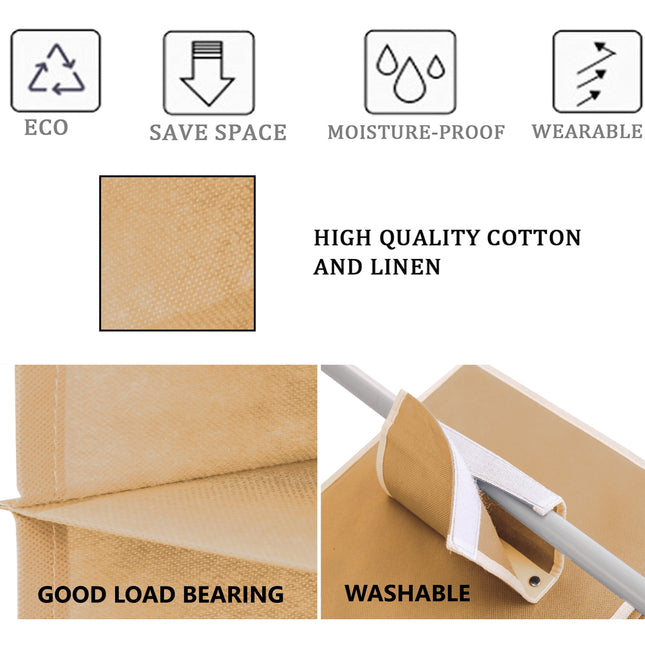 3 Pack 5-Tier Shelf Hanging Closet Organizer and Storage for Clothes (Beige)-1978962242703593475