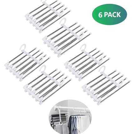 6 Pack Stainless Steel Adjustable 5 in 1 Pants Hangers Non-Slip Space Saving for Home Storage-1978962243513094144