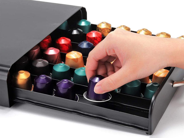CARLA HOME Coffee Pods Holder Storage Drawer Compatible with 60 Nespresso Pods for Kitchen Storage & Organisation, Nespresso Pod Holder Coffee Machine for Home Storage (Black)-1978962244230320130