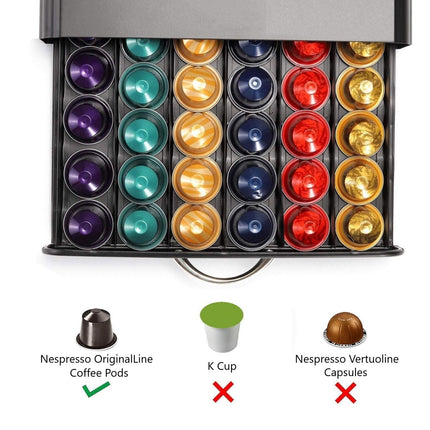CARLA HOME Coffee Pods Holder Storage Drawer Compatible with 60 Nespresso Pods for Kitchen Storage & Organisation, Nespresso Pod Holder Coffee Machine for Home Storage (Black)-1978962244230320133