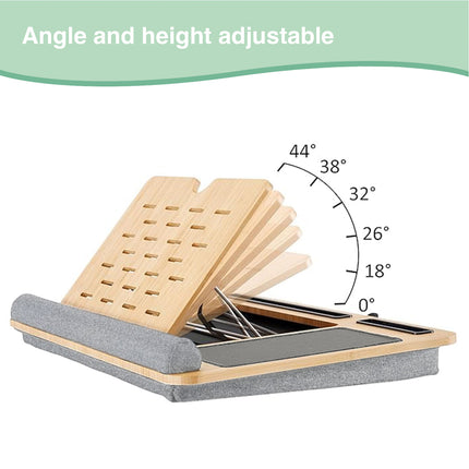 CARLA HOME Bamboo Laptop Lap Desk with Cushion and Angle Adjustable for Office and Home-1978962244398092292