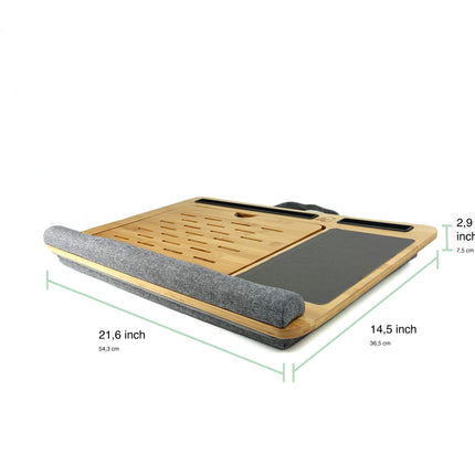 CARLA HOME Bamboo Laptop Lap Desk with Cushion and Angle Adjustable for Office and Home-1978962244398092295
