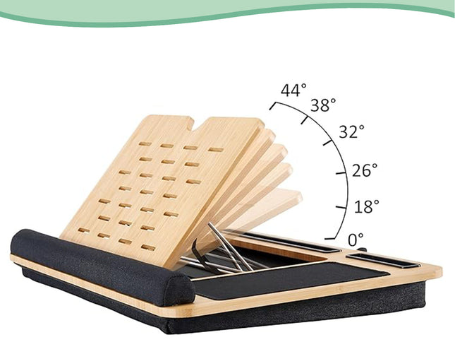 CARLA HOME Bamboo Laptop Lap Desk with Cushion and Angle Adjustable for Office and Home-1978962244561670146