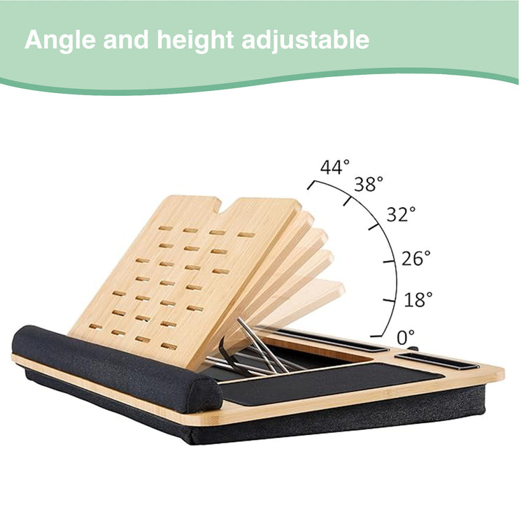 CARLA HOME Bamboo Laptop Lap Desk with Cushion and Angle Adjustable for Office and Home-1978962244561670146