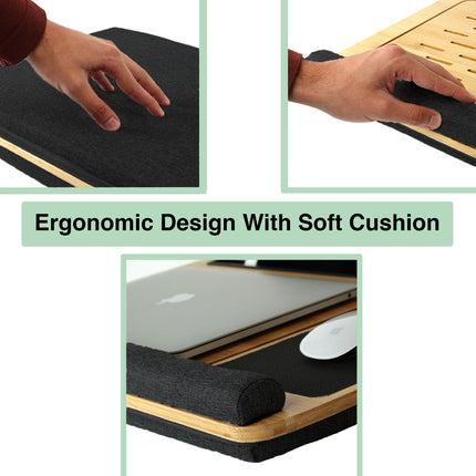 CARLA HOME Bamboo Laptop Lap Desk with Cushion and Angle Adjustable for Office and Home-1978962244561670148