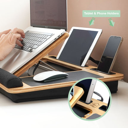 CARLA HOME Bamboo Laptop Lap Desk with Cushion and Angle Adjustable for Office and Home-1978962244561670149