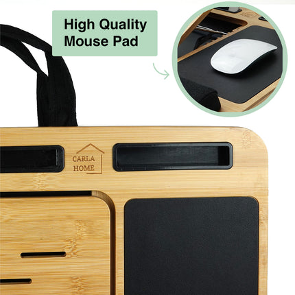 CARLA HOME Bamboo Laptop Lap Desk with Cushion and Angle Adjustable for Office and Home-1978962244561670150