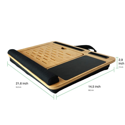 CARLA HOME Bamboo Laptop Lap Desk with Cushion and Angle Adjustable for Office and Home-1978962244561670151
