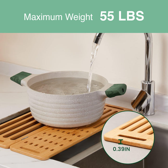 CARLA HOME Foldable Bamboo Dish Drying Rack for Kitchen-1978962244901408769