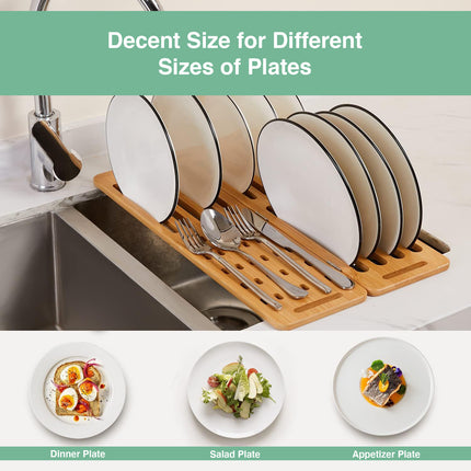 CARLA HOME Foldable Bamboo Dish Drying Rack for Kitchen-1978962244901408772