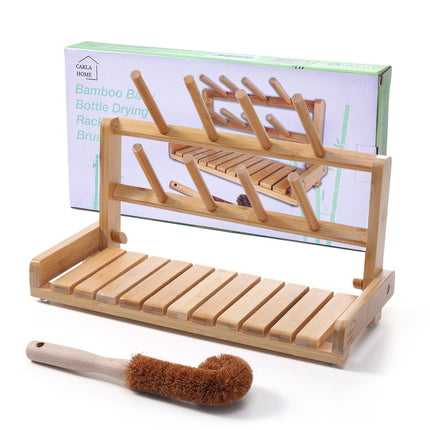 CARLA HOME Portable Bamboo Baby Bottle Drying Rack-1978962245064986624
