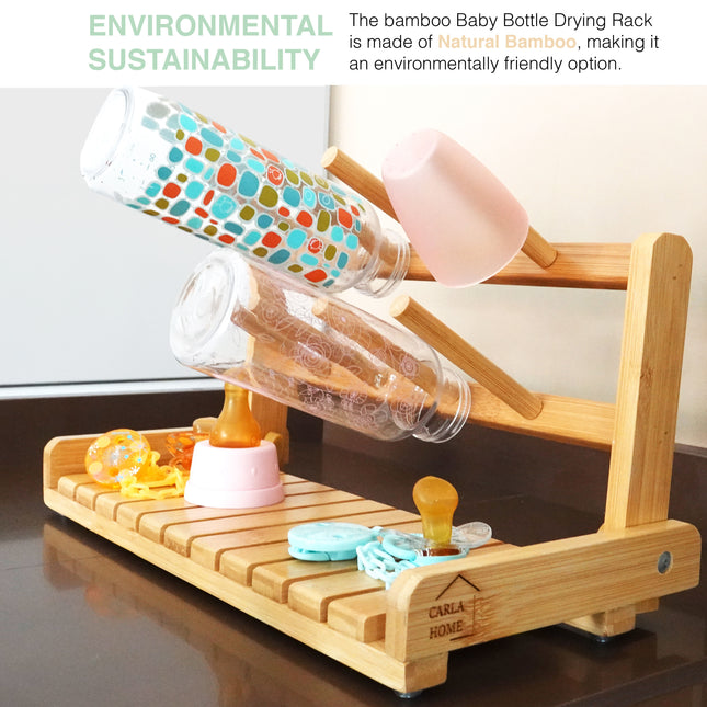 CARLA HOME Portable Bamboo Baby Bottle Drying Rack-1978962245064986625
