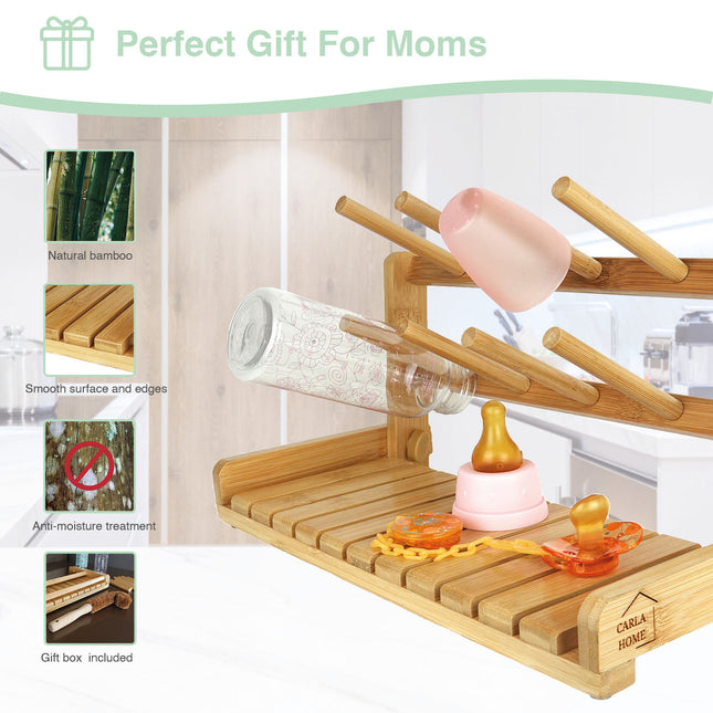 CARLA HOME Portable Bamboo Baby Bottle Drying Rack-1978962245064986626