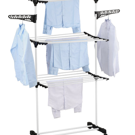CARLA HOME Folding 3 Tier Clothes Laundry Drying Rack with Stainless Steel Tubes for Indoor & Outdoor Home-1978962245224370176