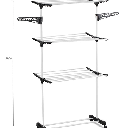 CARLA HOME Folding 3 Tier Clothes Laundry Drying Rack with Stainless Steel Tubes for Indoor & Outdoor Home-1978962245224370184