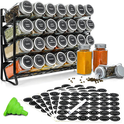 CARLA HOME Spice Rack organiser with 28 Spice Jars, Spice Labels, Funnel and Marker for Kitchen Countertop-1978962245568303104