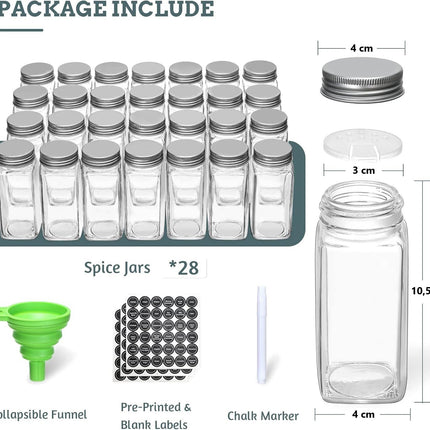 CARLA HOME Spice Rack organiser with 28 Spice Jars, Spice Labels, Funnel and Marker for Kitchen Countertop-1978962245568303108