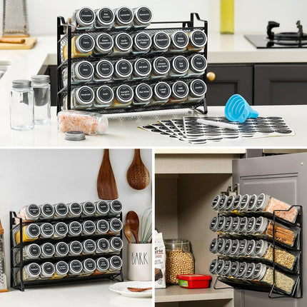 CARLA HOME Spice Rack organiser with 28 Spice Jars, Spice Labels, Funnel and Marker for Kitchen Countertop-1978962245568303110