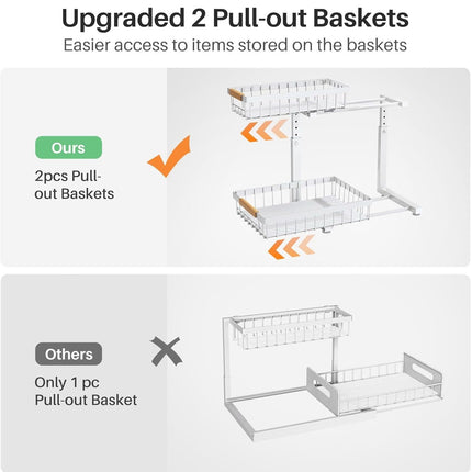 CARLA HOME 2-Tier Kitchen Under Sink Organiser Storage with Height Adjustable, Unique Slide Rail & Suction Cups for Storage-1978962246029676548