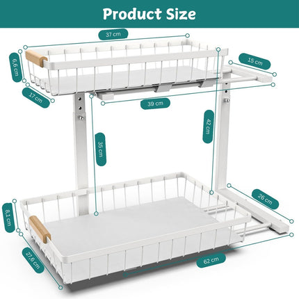 CARLA HOME 2-Tier Kitchen Under Sink Organiser Storage with Height Adjustable, Unique Slide Rail & Suction Cups for Storage-1978962246029676551