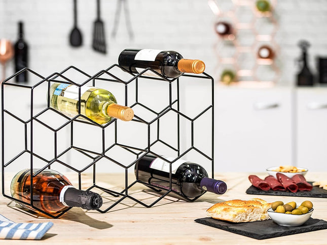 CARLA HOME 14 Bottle Freestanding Modern Metal Countertop Wine Rack Countertop-1978962246201643009