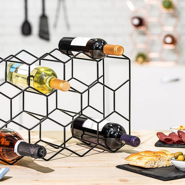 CARLA HOME 14 Bottle Freestanding Modern Metal Countertop Wine Rack Countertop-1978962246201643009