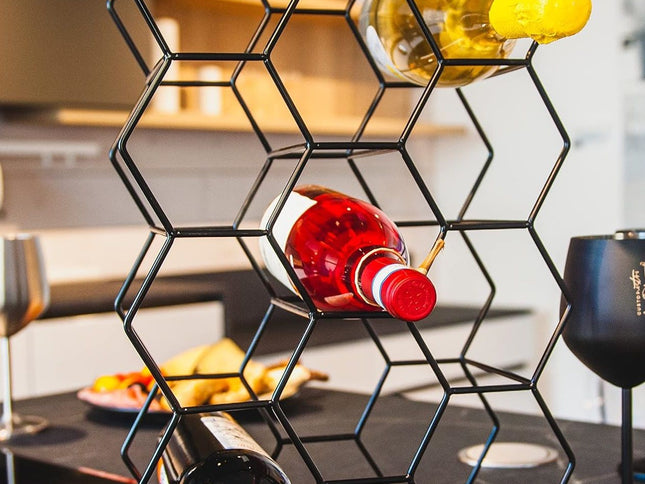 CARLA HOME 14 Bottle Freestanding Modern Metal Countertop Wine Rack Countertop-1978962246201643010