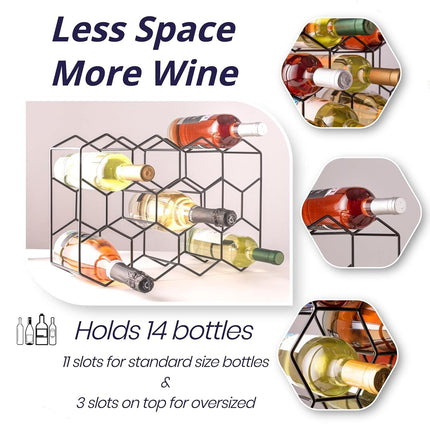 CARLA HOME 14 Bottle Freestanding Modern Metal Countertop Wine Rack Countertop-1978962246201643011