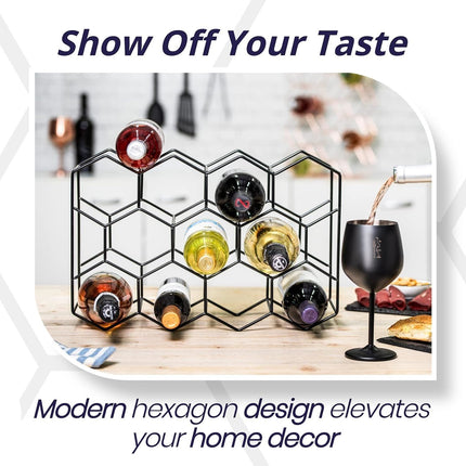 CARLA HOME 14 Bottle Freestanding Modern Metal Countertop Wine Rack Countertop-1978962246201643012