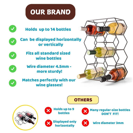 CARLA HOME 14 Bottle Freestanding Modern Metal Countertop Wine Rack Countertop-1978962246201643013