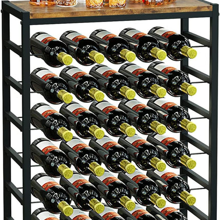 CARLA HOME 6-Tier Freestanding Wine Rack for 30 Bottles with Wood Countertop and Sturdy Metal Frame-1978962247401213952